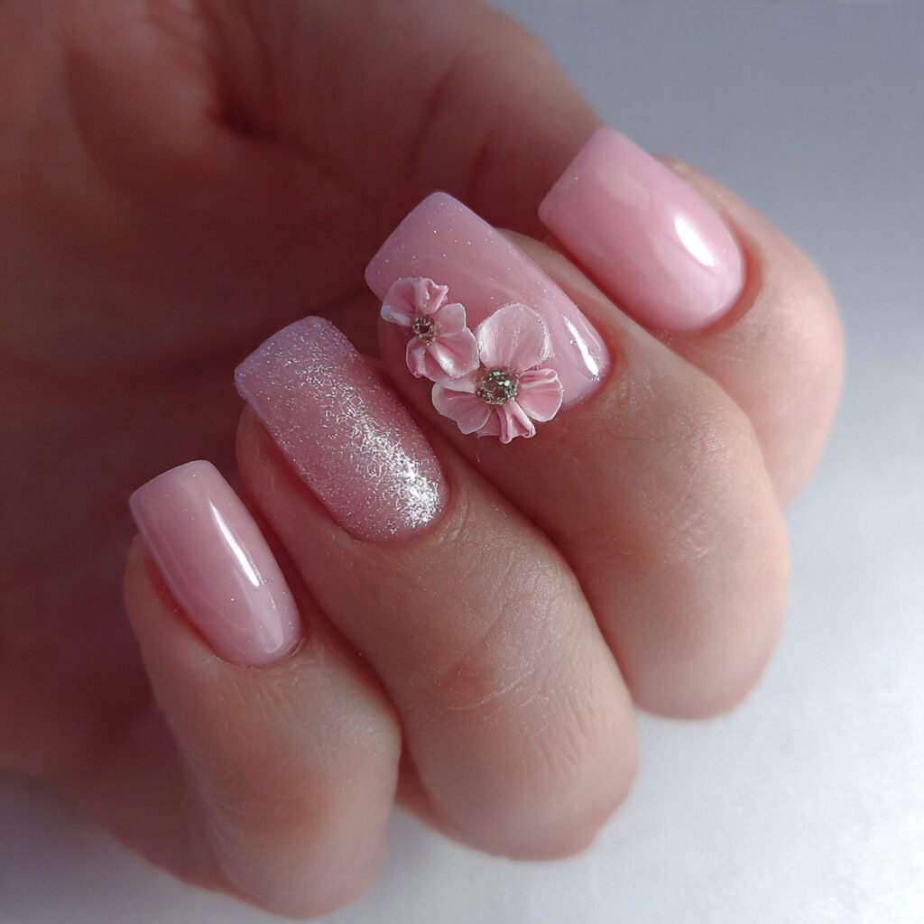 3d bow accent on a soft pink