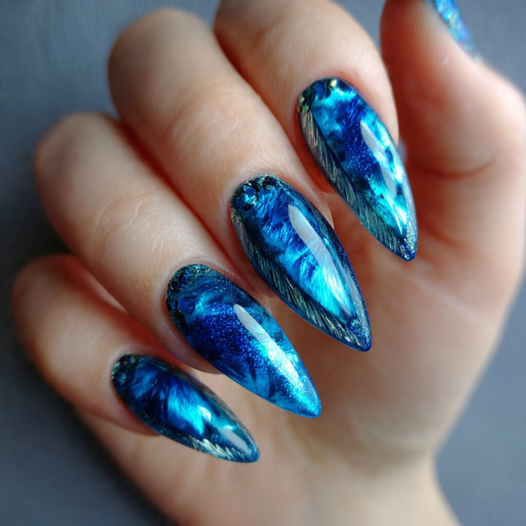 abstract blue cat eye nails creative looks