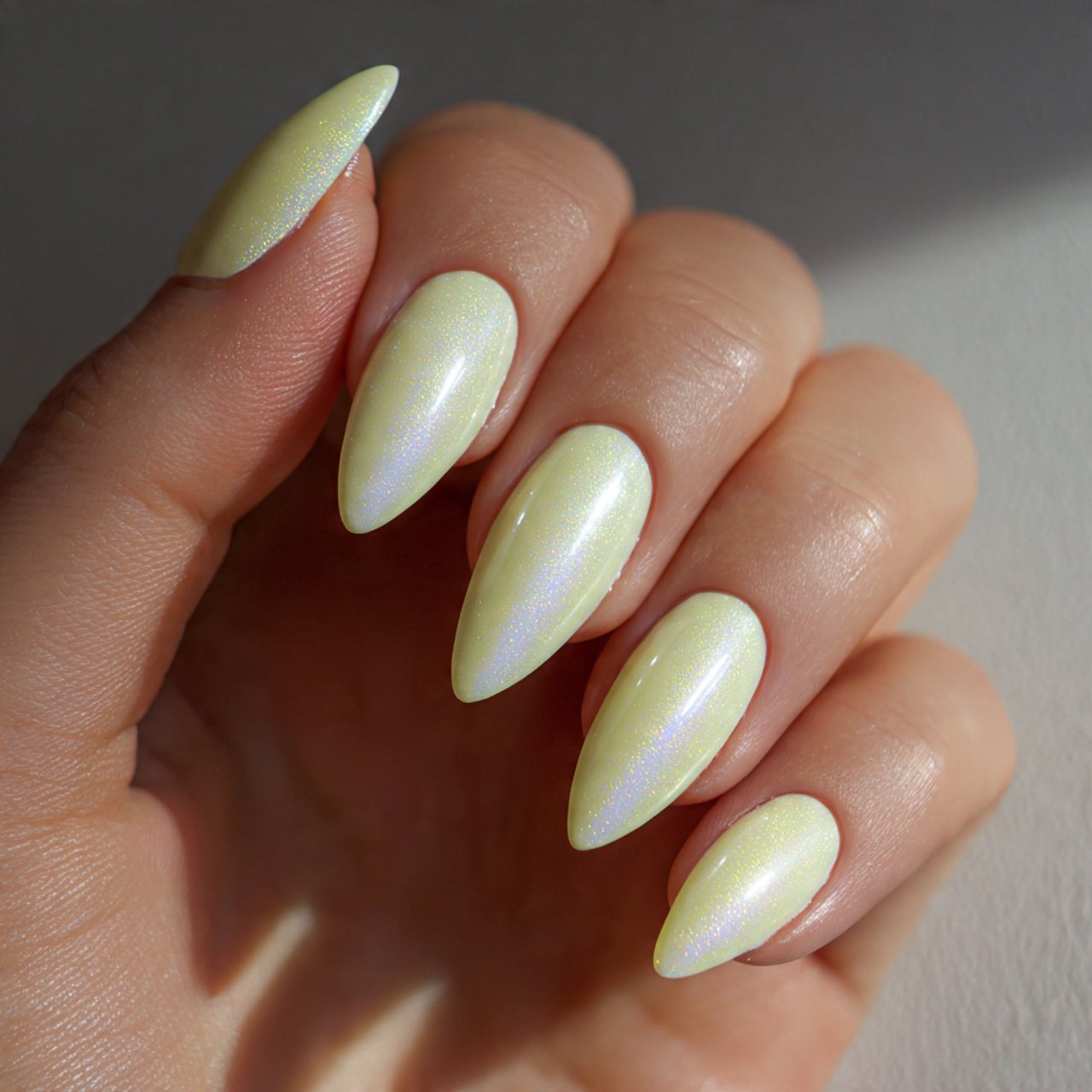aura almond nails soft center glow