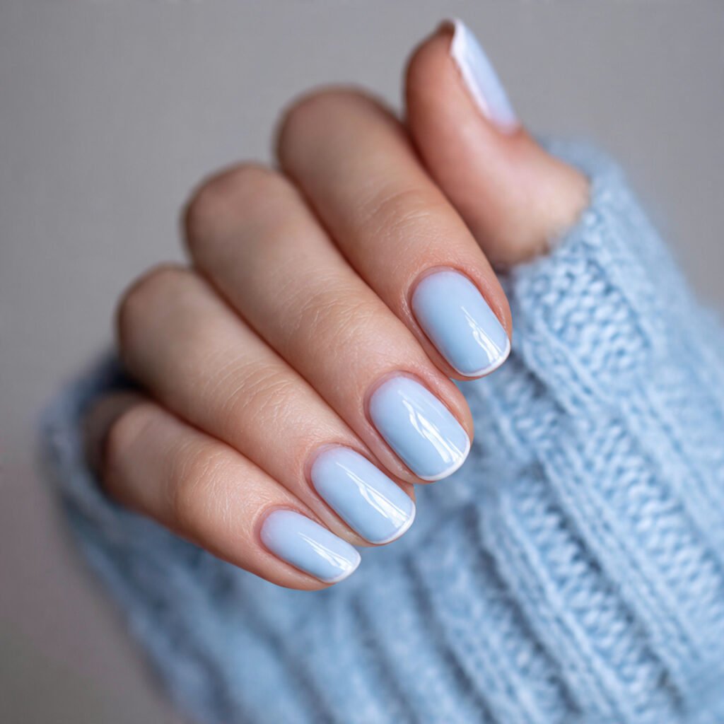 baby blue micro french fresh short spring look