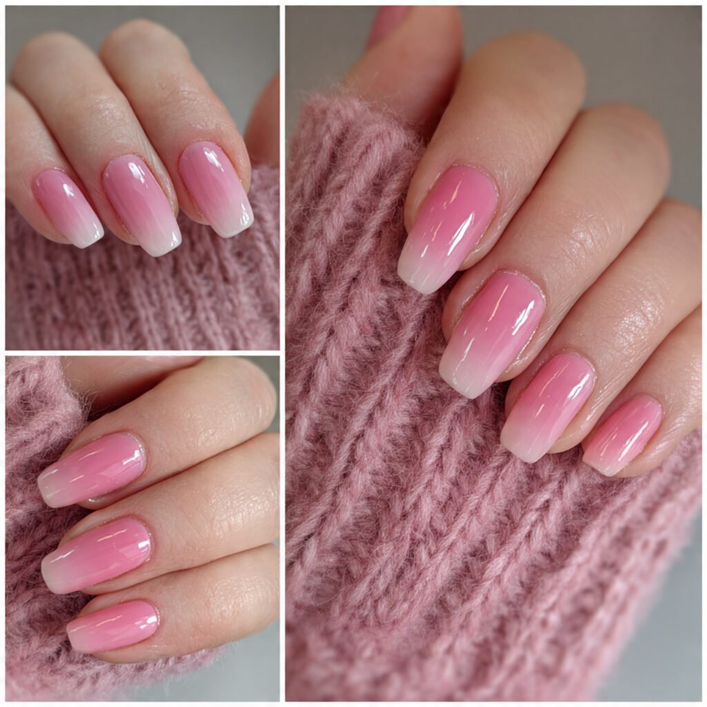 baby pink ombre acrylics soft fade very