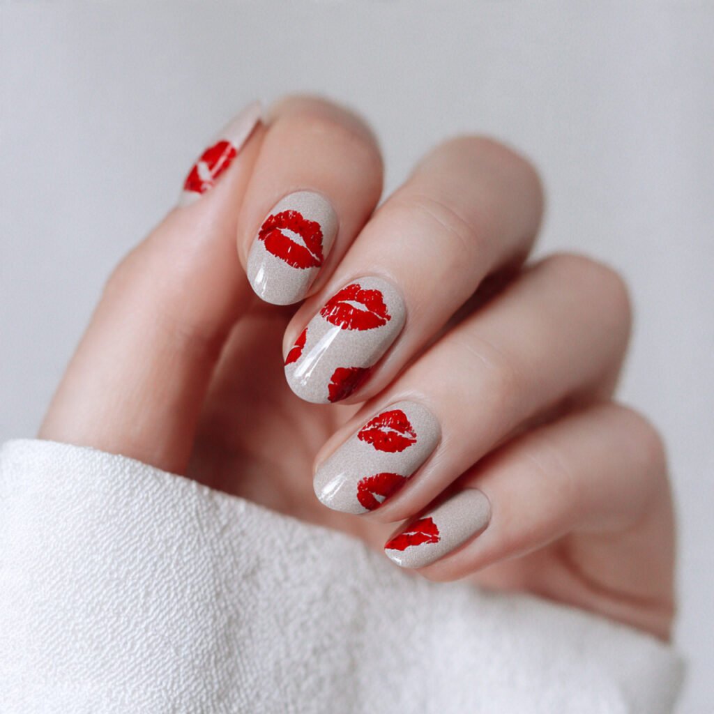 base red lip print accent subtle