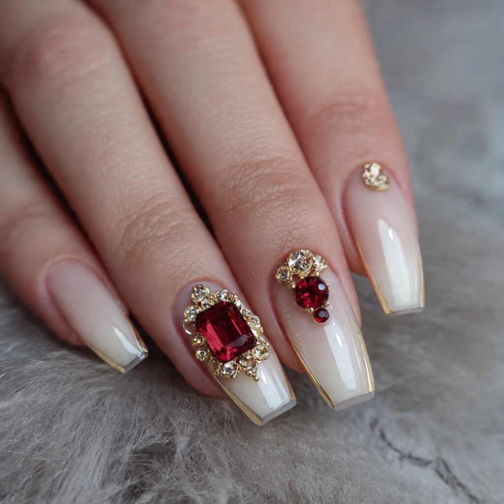 base with red and gold gem accent