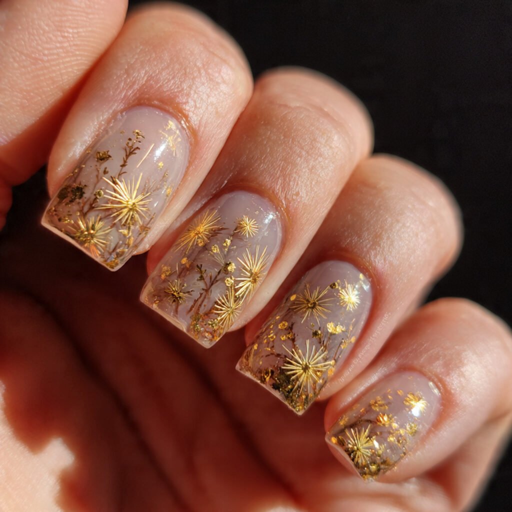 base with tiny gold starbursts nature looks