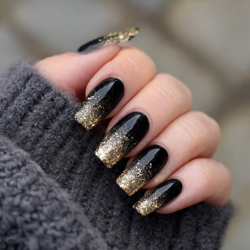 black and gold glitter ombre beautiful looks
