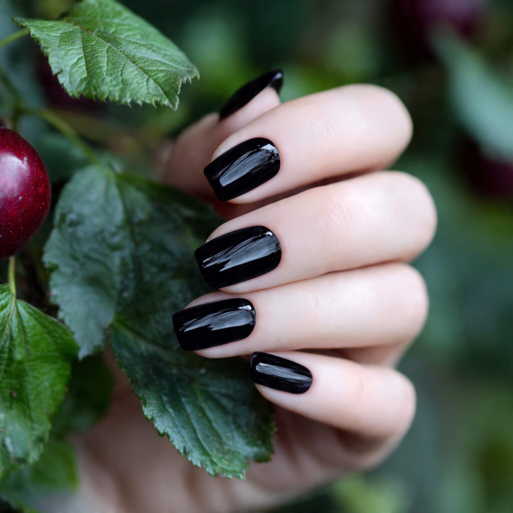 black gloss nails sleek statement always stylish