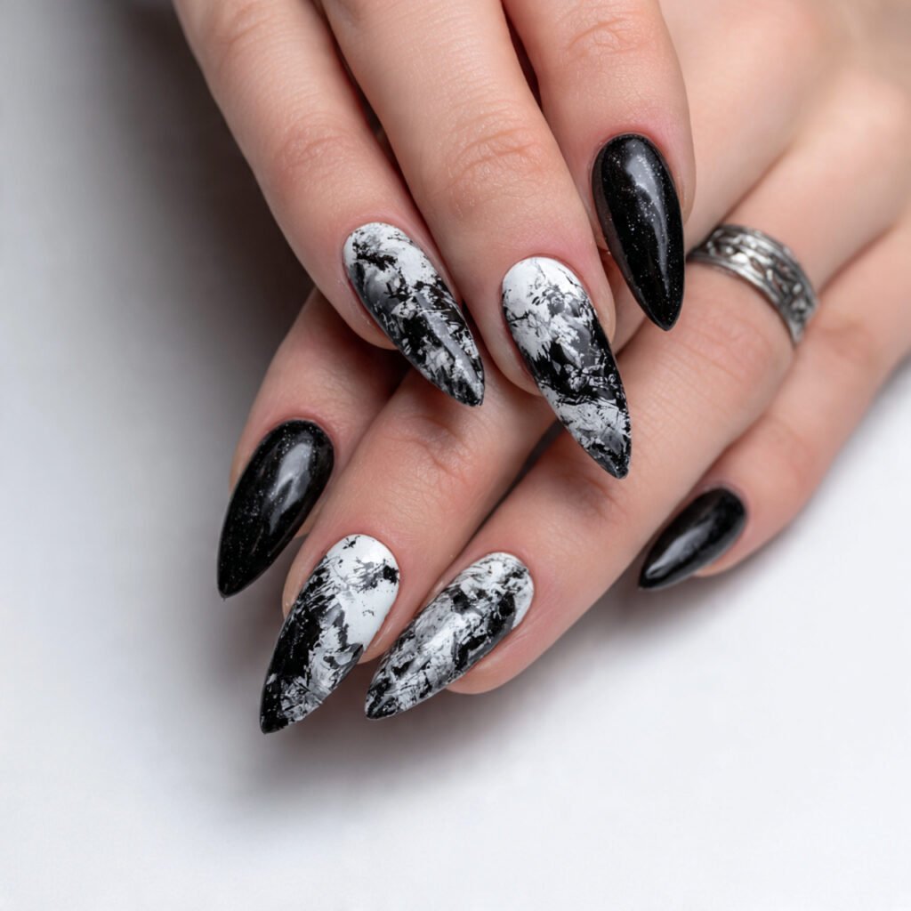 black nude negative space acrylics edgy