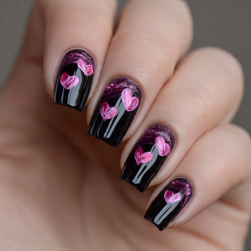 black pink contrast hearts edgy valentine