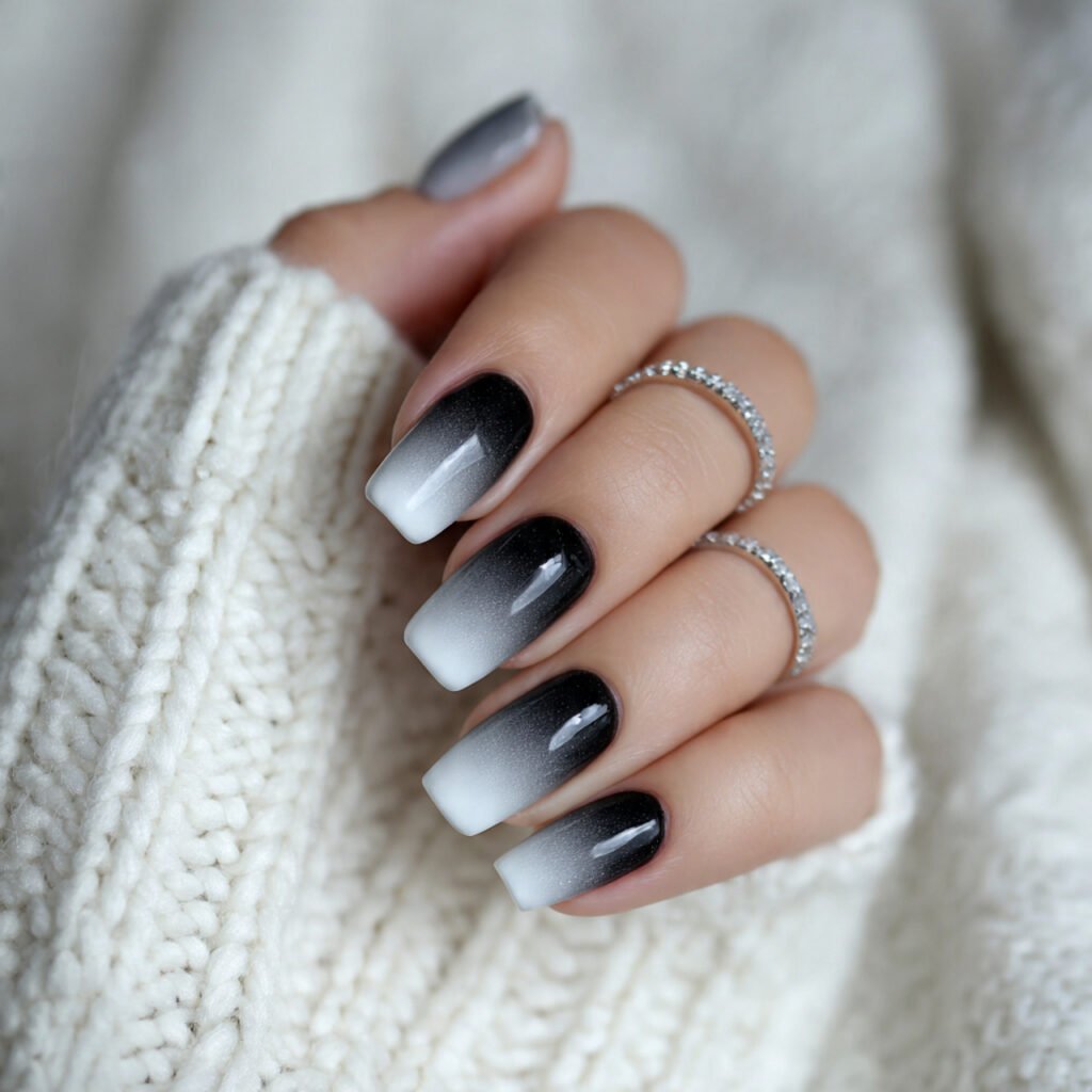 black to white ombre decent looks nails