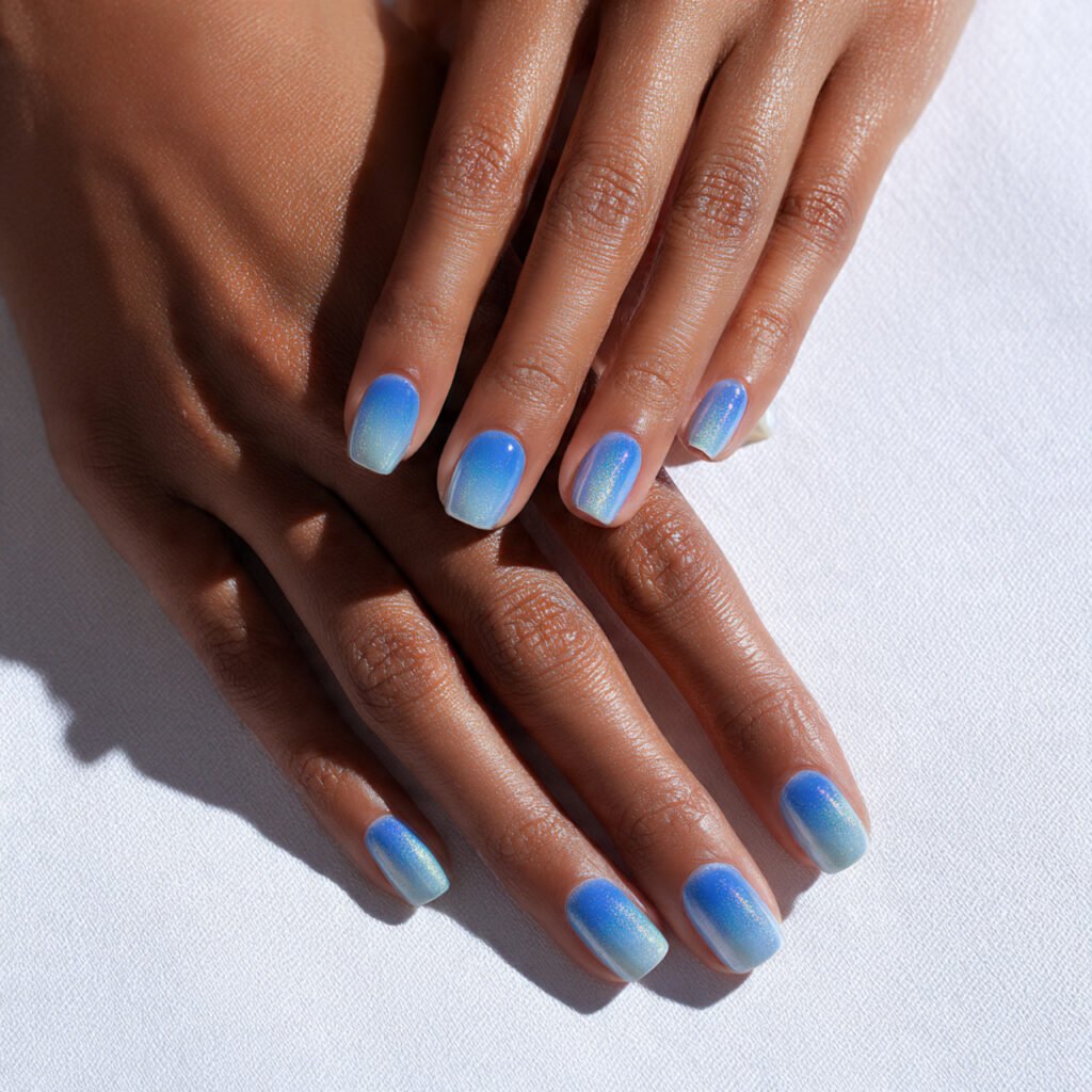 blue aura nails soft halo glow trend forward