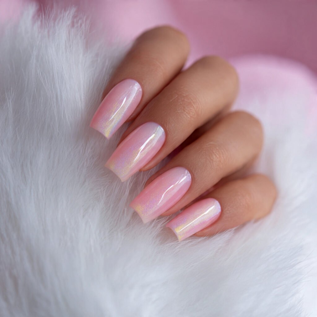 blush aura nails soft airbrushed center attractive