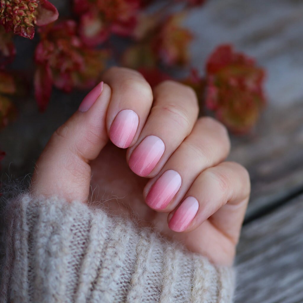 blush ombr soft gradient nature environment nails