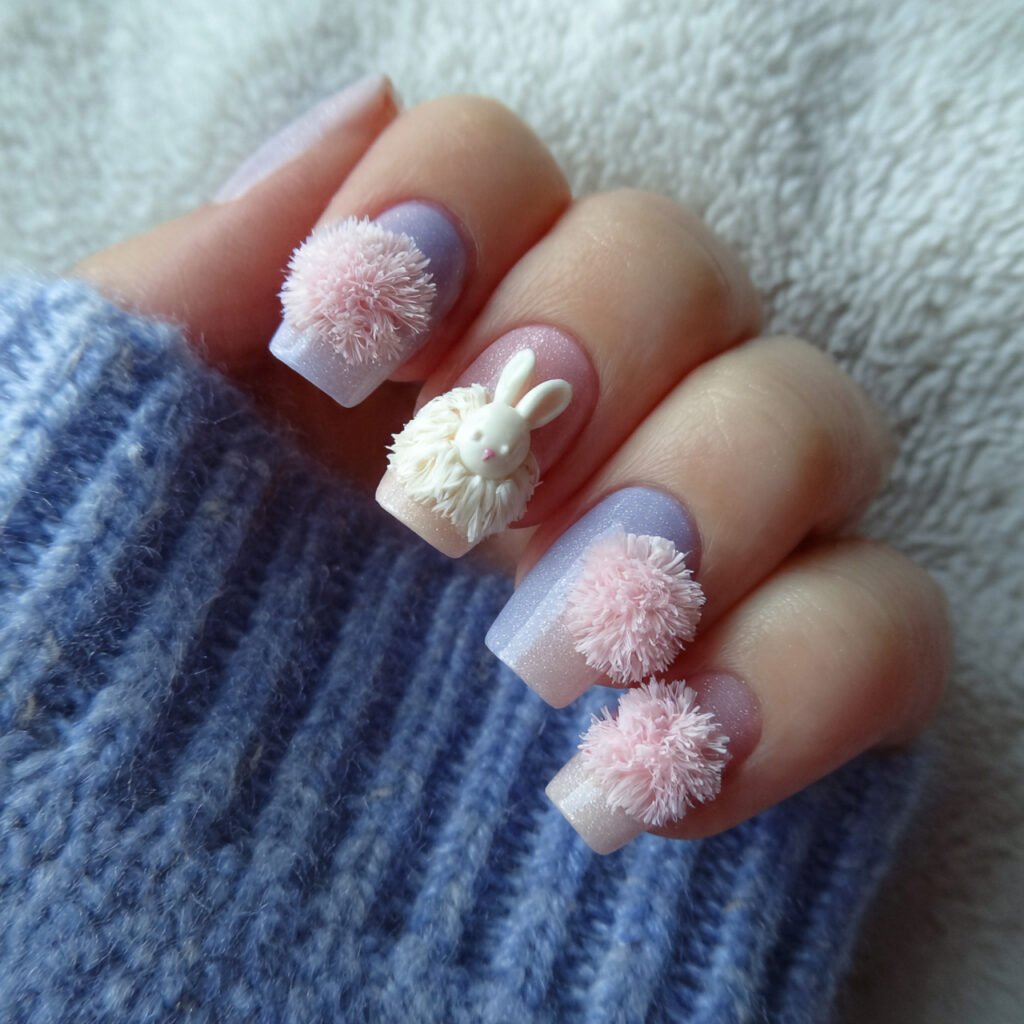 bunny tail 3d nails decent looks nails