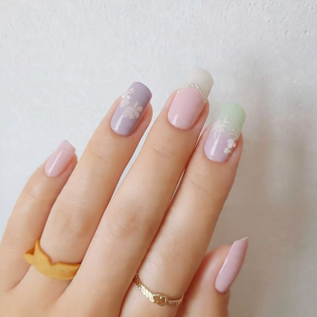 candy heart pastel accents grown up version nails