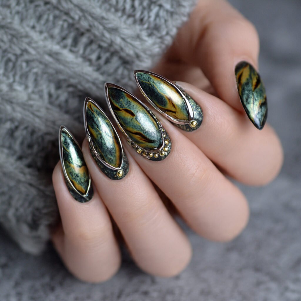 cat eye nails chrome outline designer