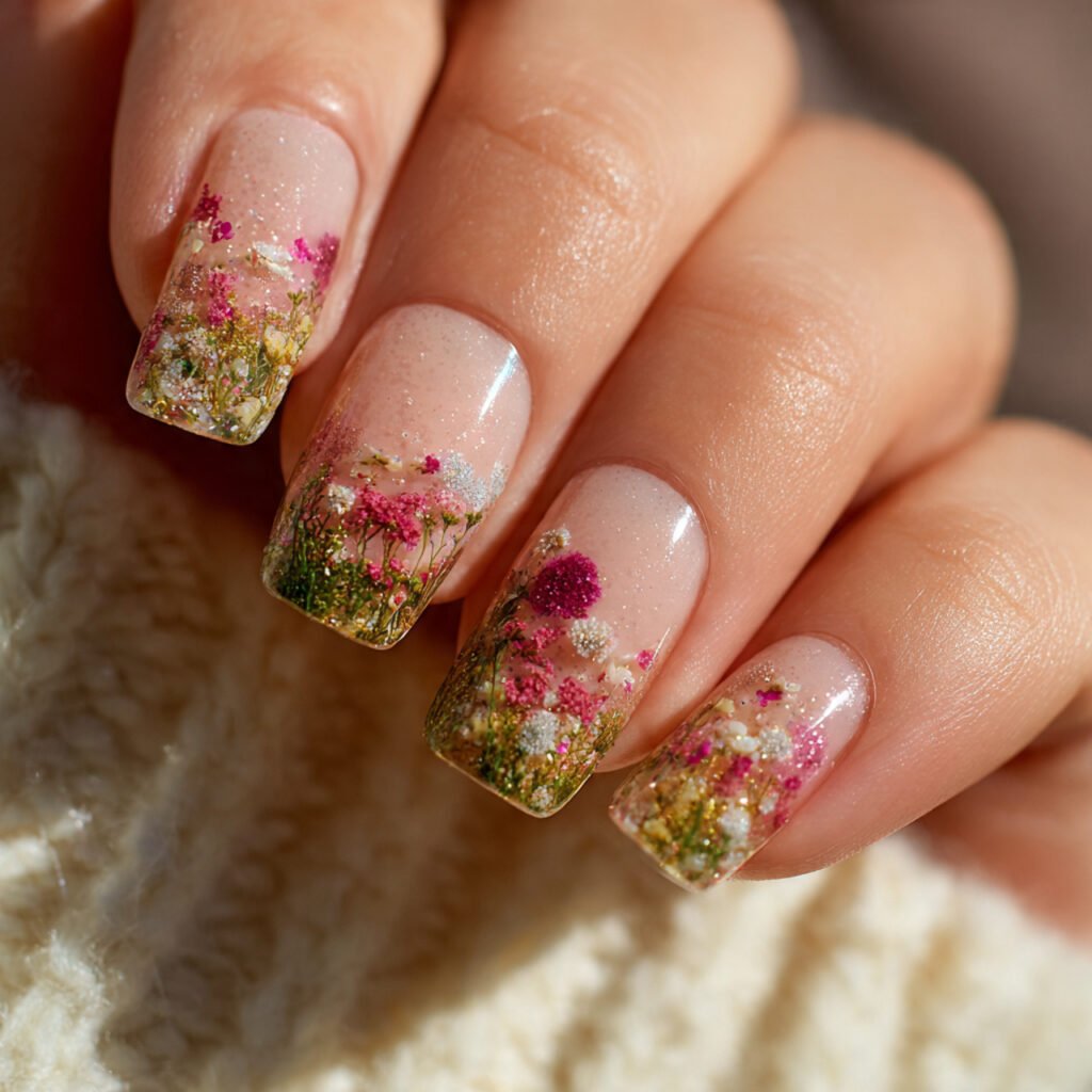 champagne cuticle halo glitter at the base