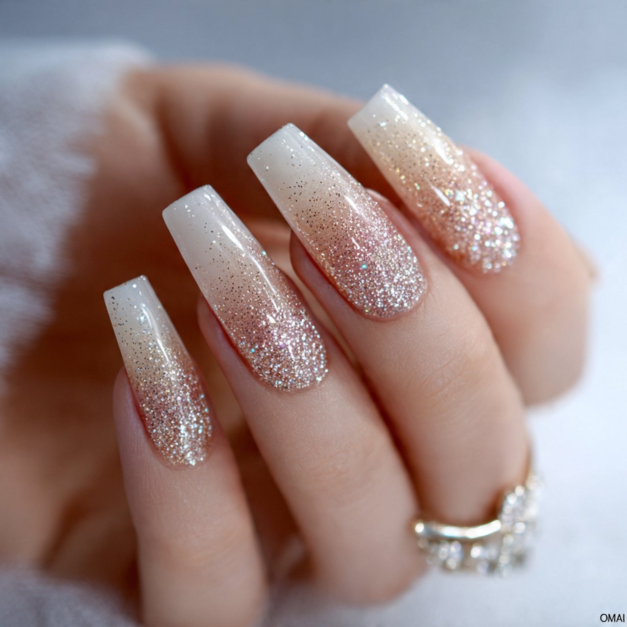 champagne glitter ombr attractive looks nails