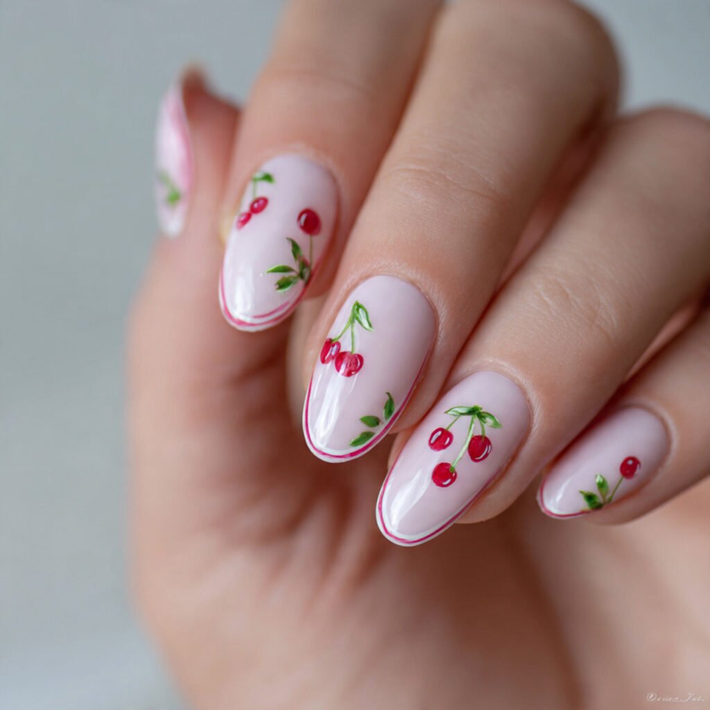 cherry micro french on a milky attractive look