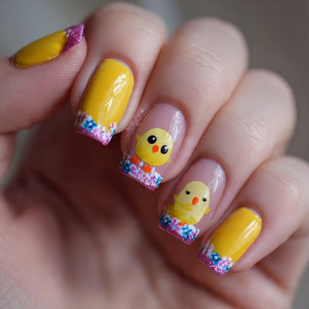 chick and egg nail art decent looks