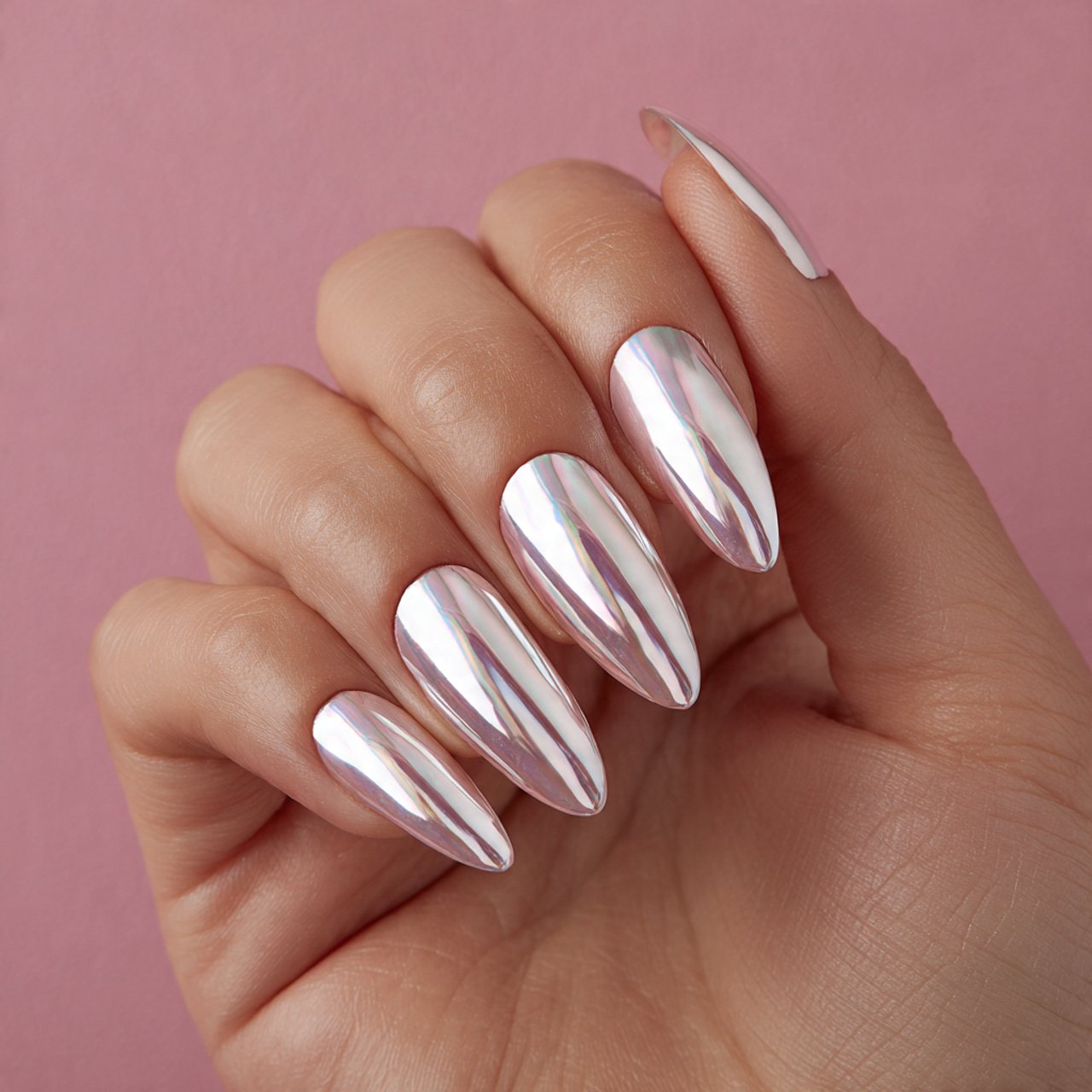 chrome accent almond nails not full chrome