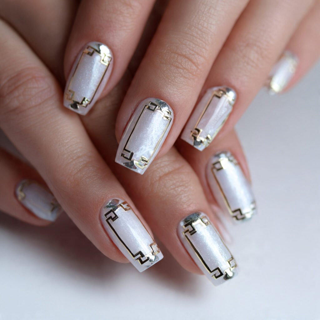 chrome outline nails designer frame