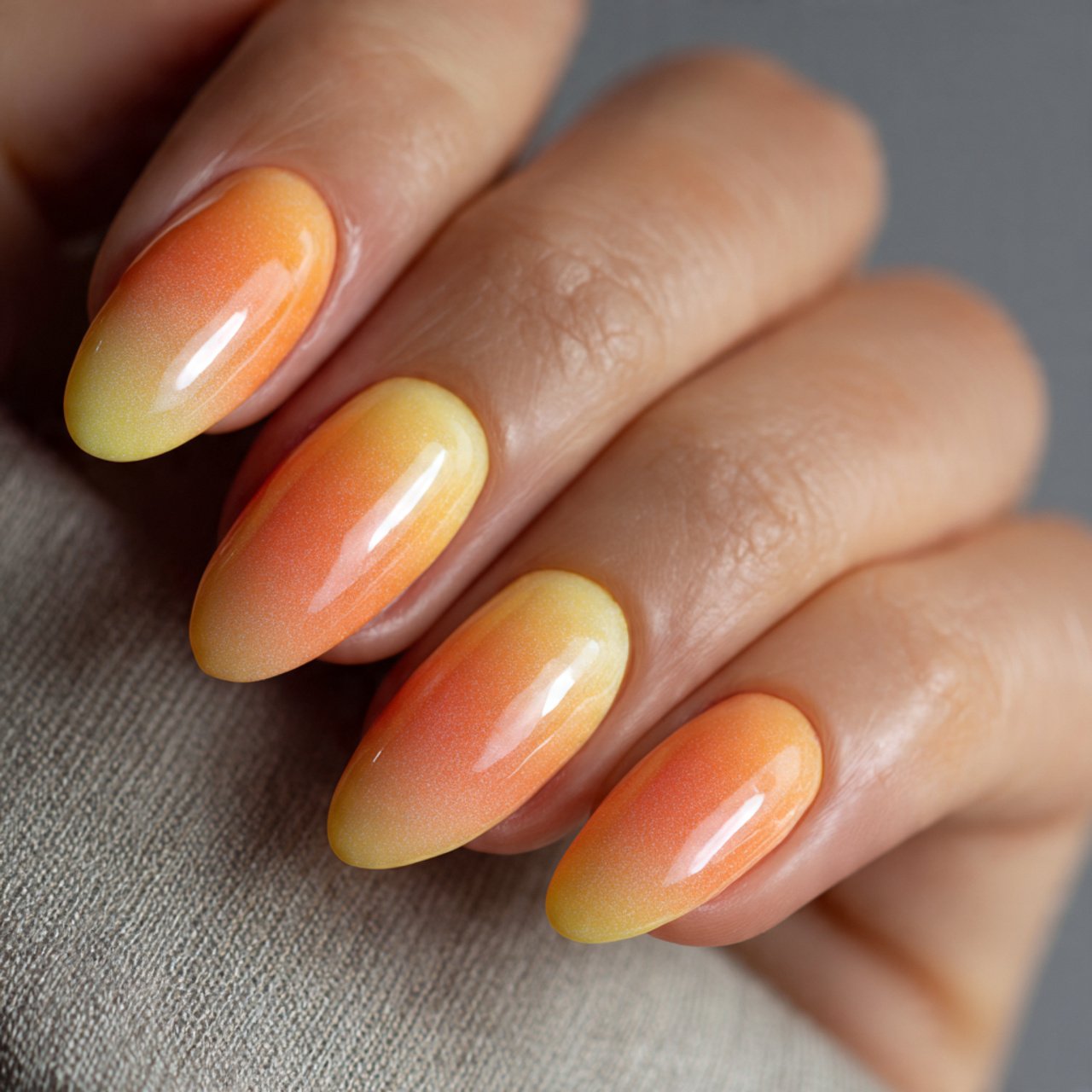 citrus sorbet ombre lemon to peach fade natural