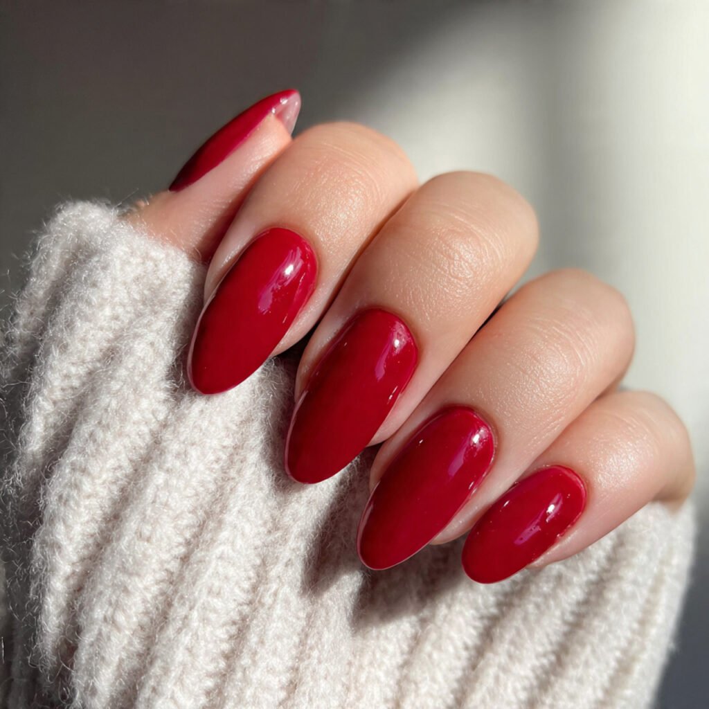 classic cherry red valentine s day nails glossy