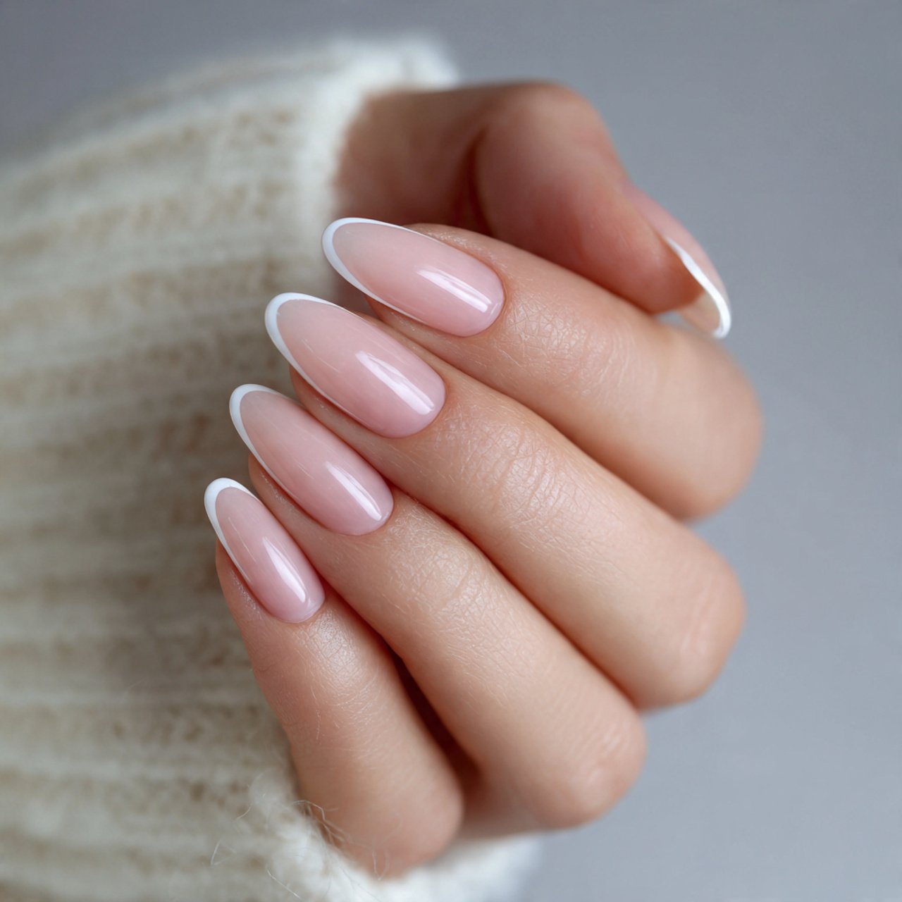 classic micro french almond nails