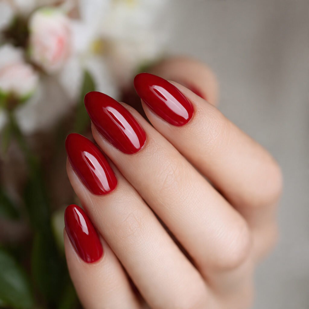 classic red nails confident and timeless nature