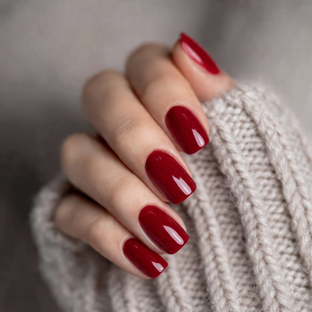 classic red short nails iconic powerful