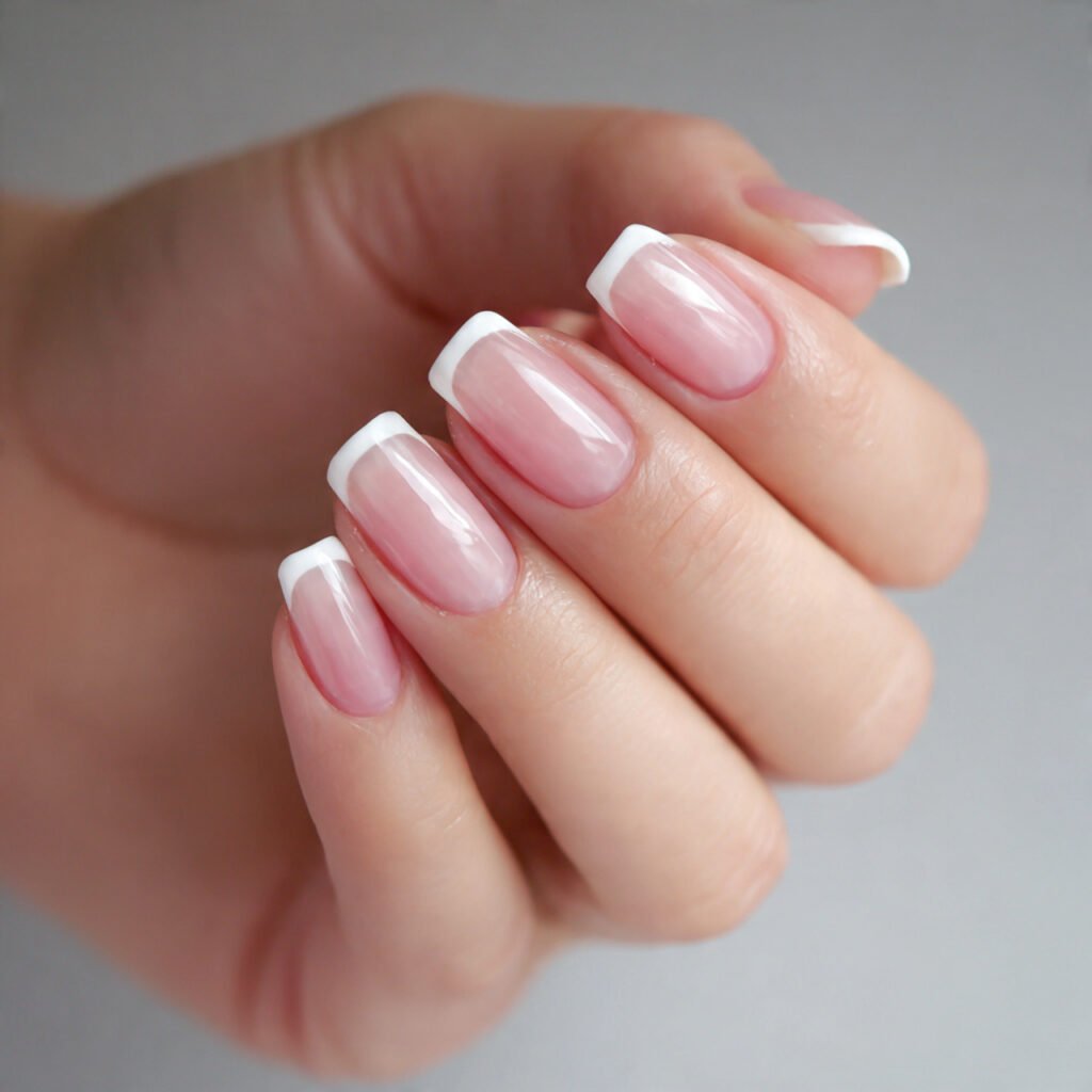 classic white french tip nails refined version