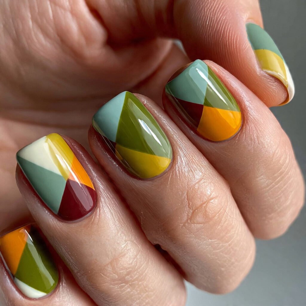color block geometric nails nature looks nails art