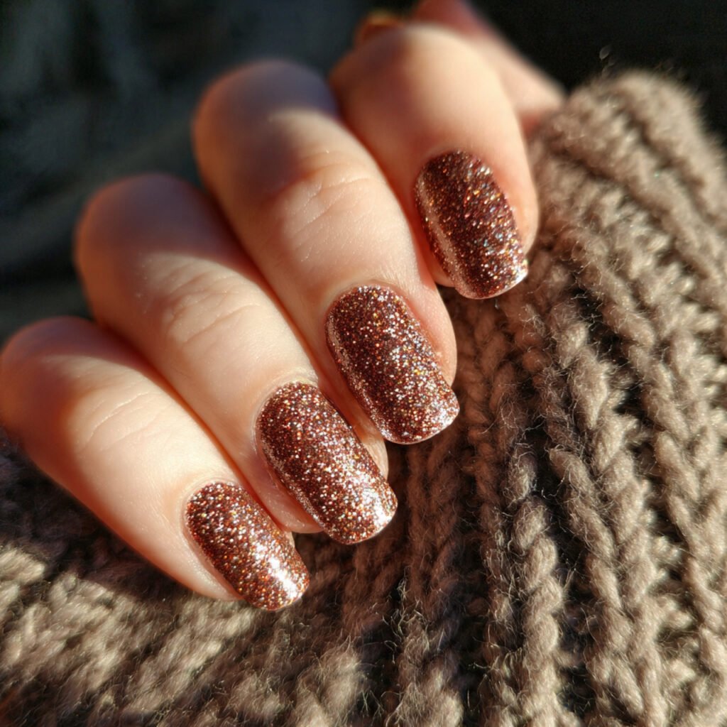 copper shimmer nails warm glow easy glam