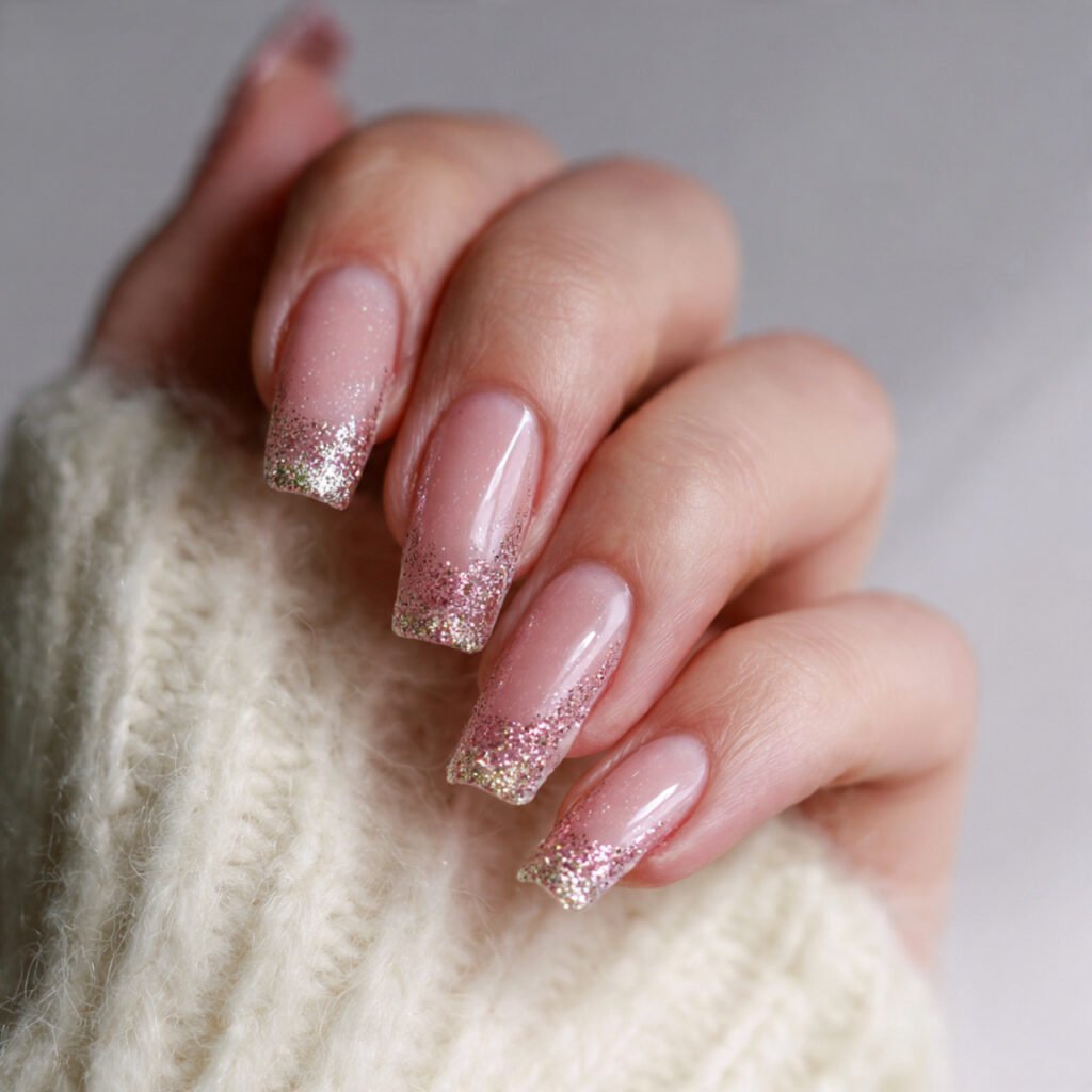 cuticle glitter halo grow out friendly sparkle nails