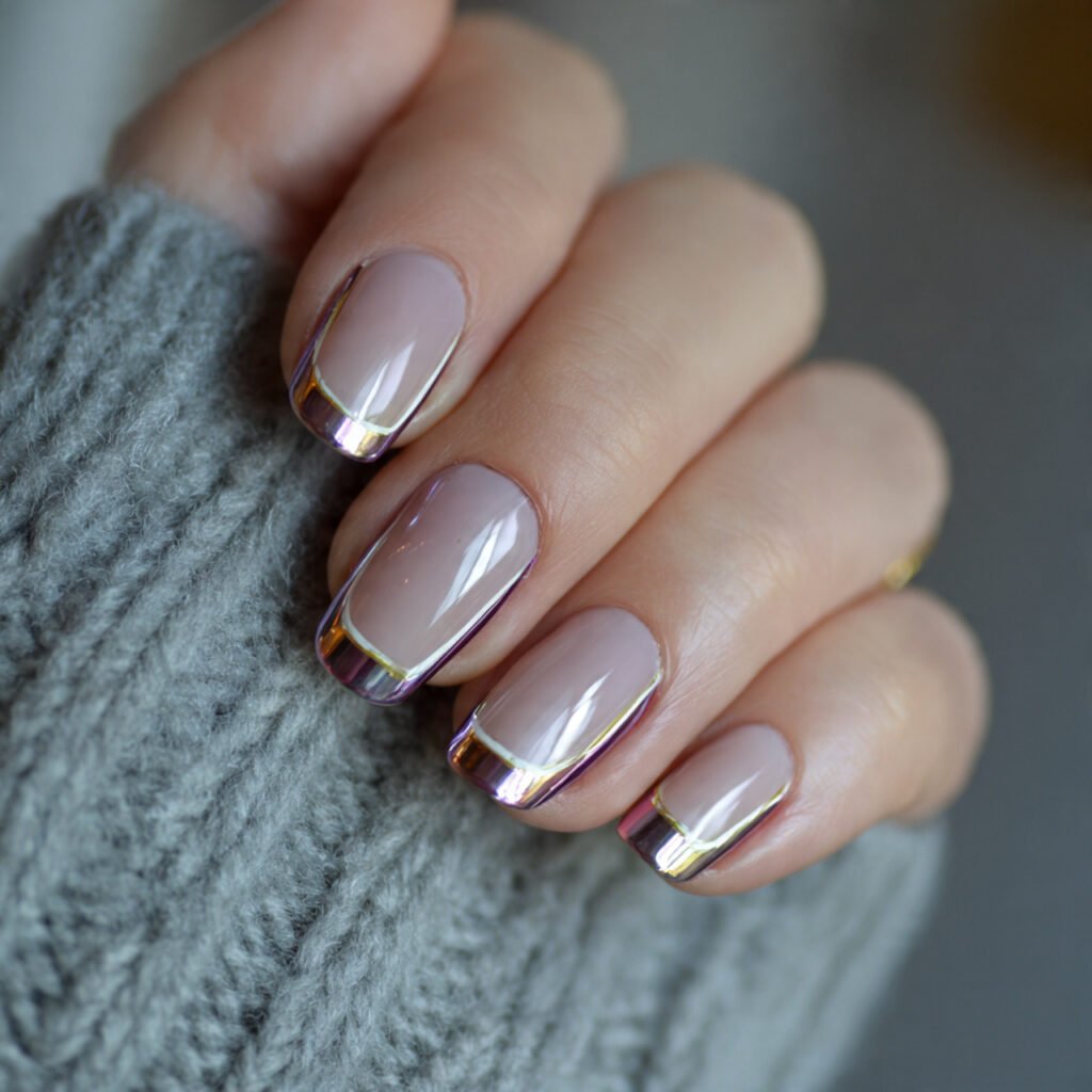 double french tips two lines designer feel