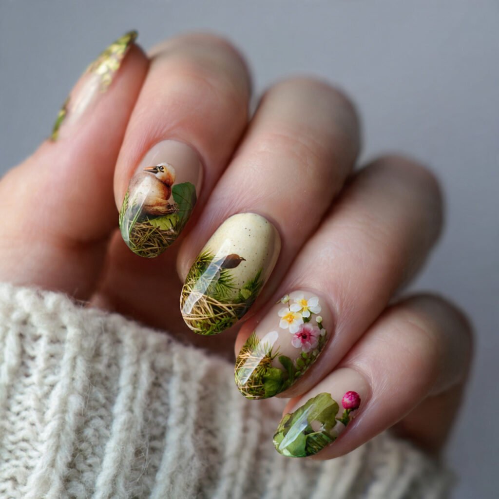 easter basket nails nature looks nails