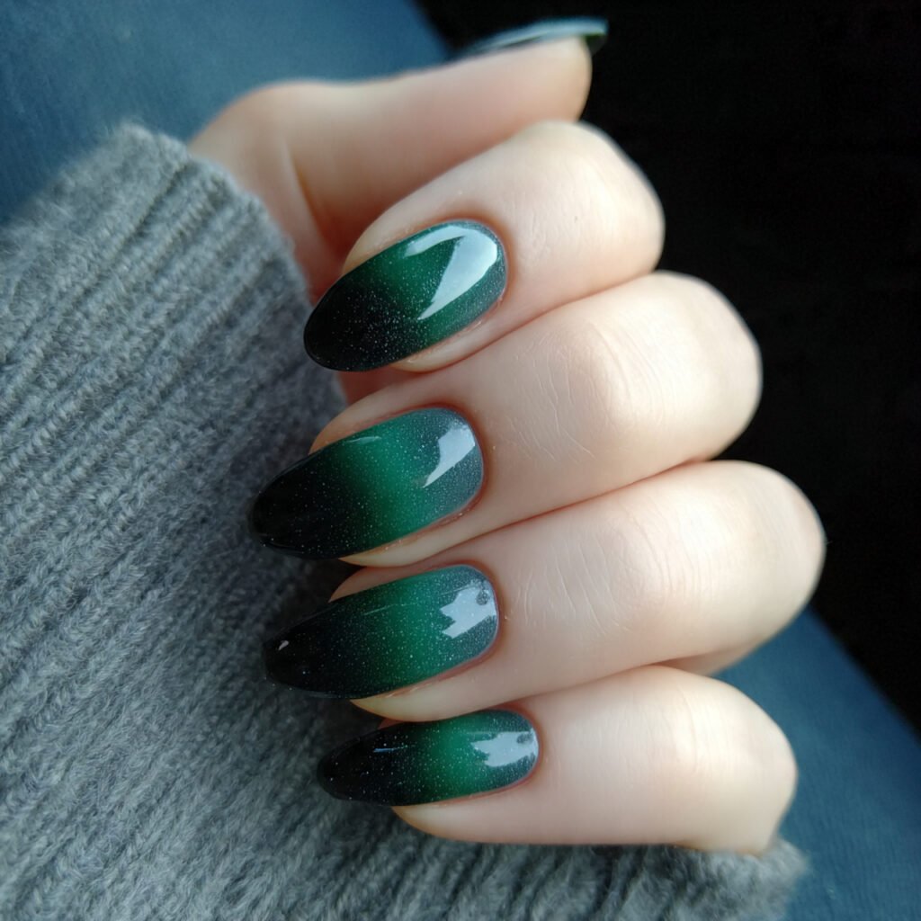 emerald green to black ombre decent looks