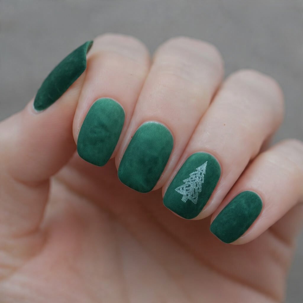 evergreen velvet nails cat eye christmas tree depth