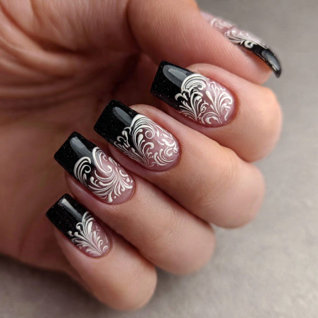 fine line swirl nails modern art still practical