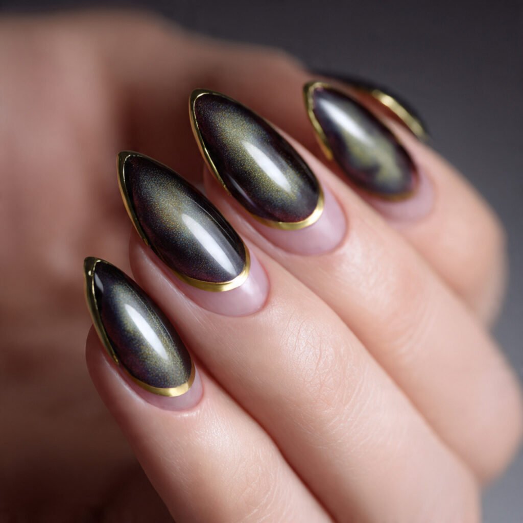 french tip cat eye nails magnetic tips