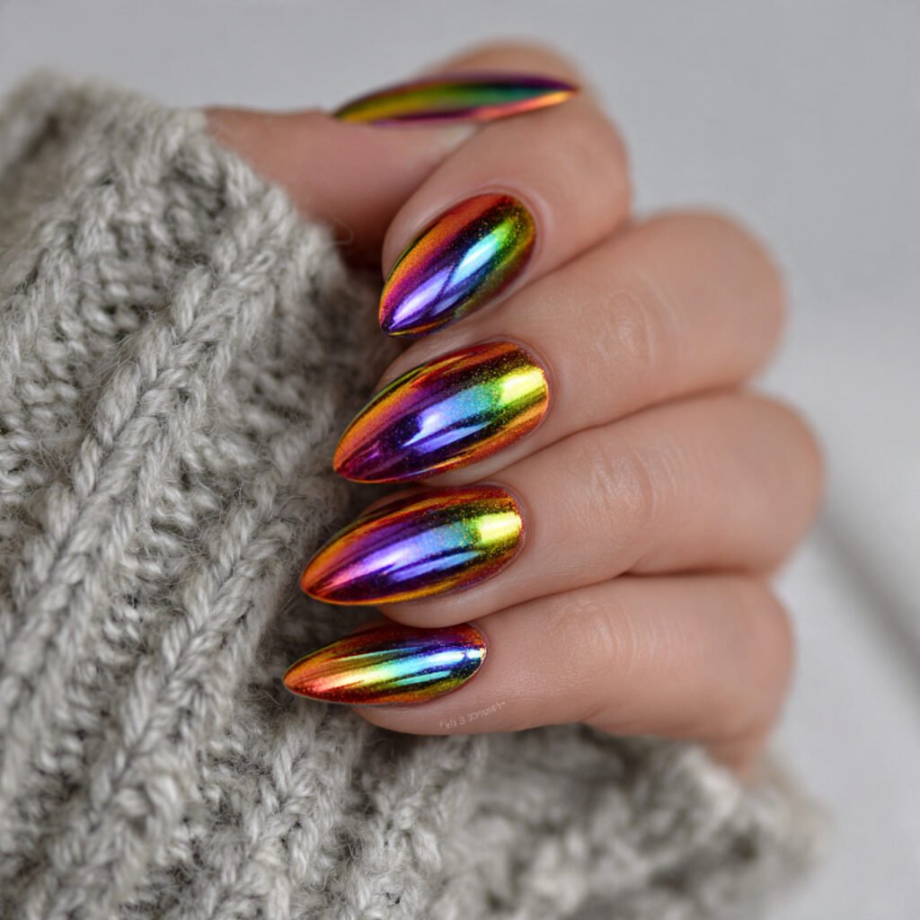 funky chrome accent nails