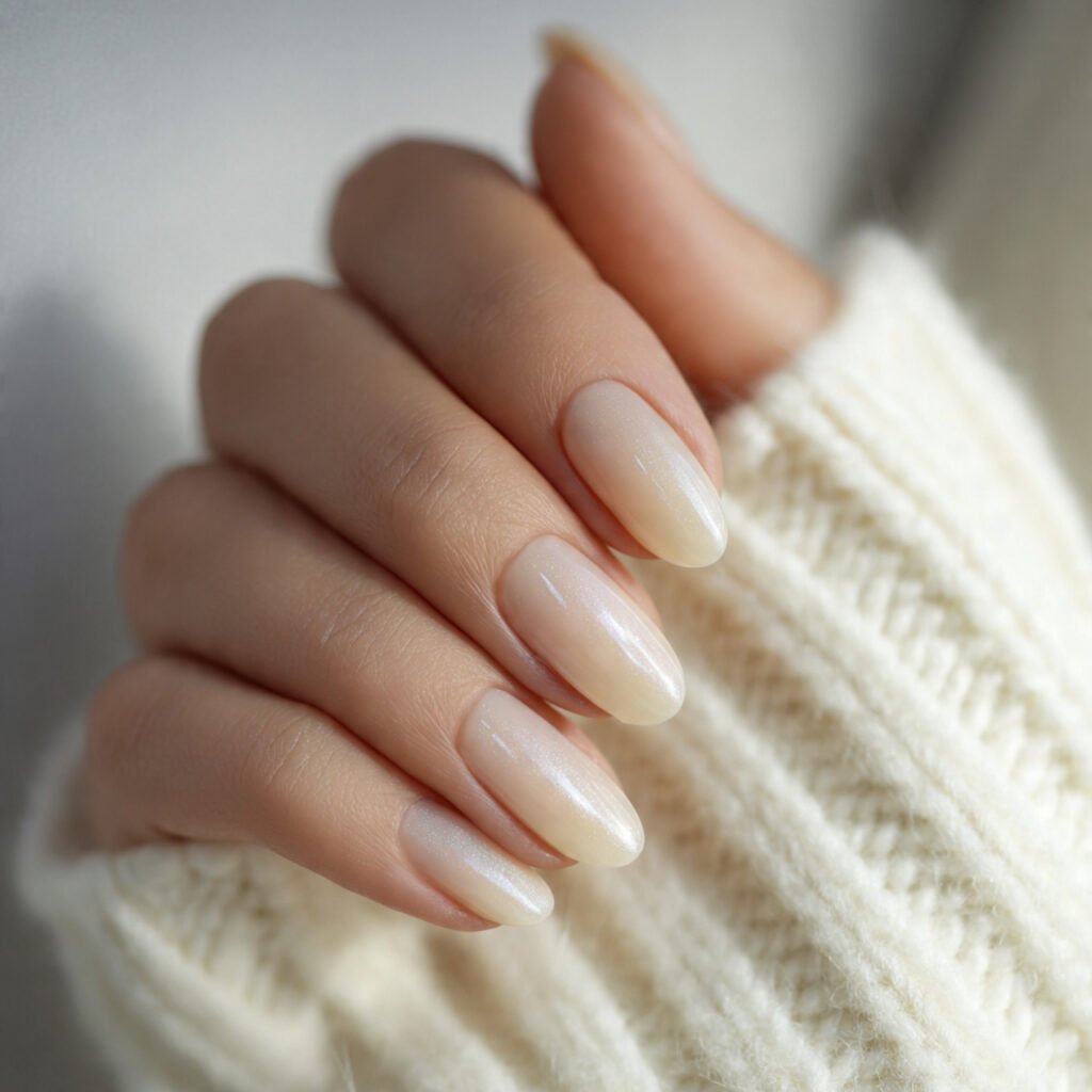 glazed chic nails pearl sheen over neutral