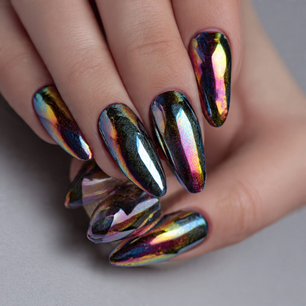 glazed chrome acrylics glossy trendy wearable natural