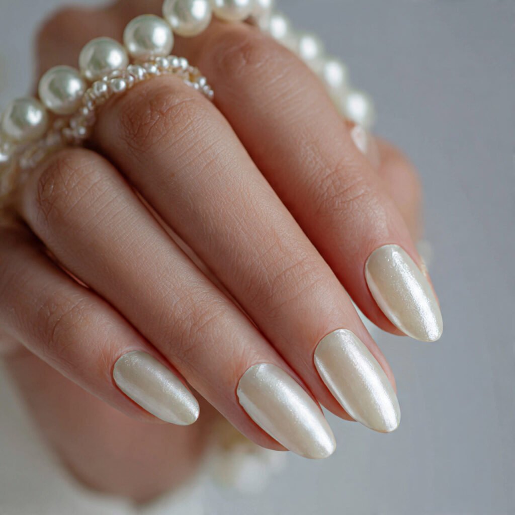 glazed pearl nail design natural
