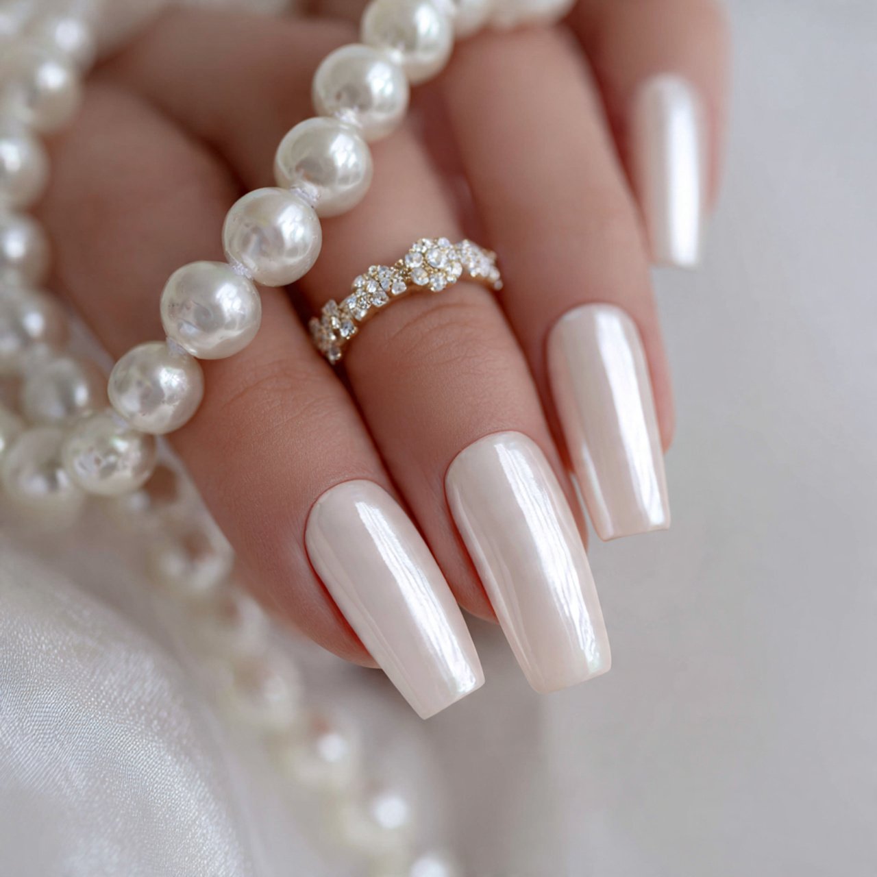 glazed pearl nails natural nails
