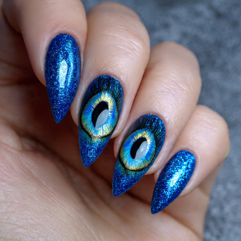 glitter blue cat eye nails cool looks