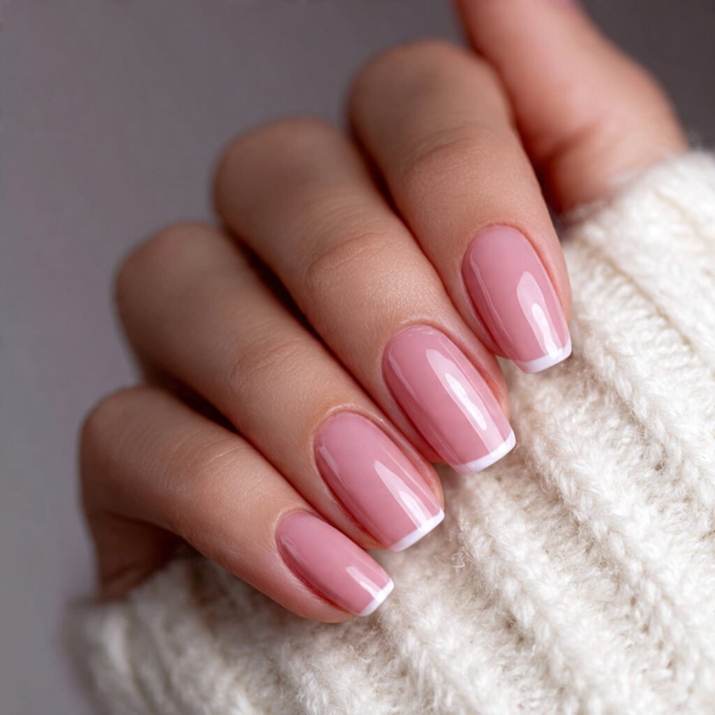 glossy gel french nails long lasting and practical