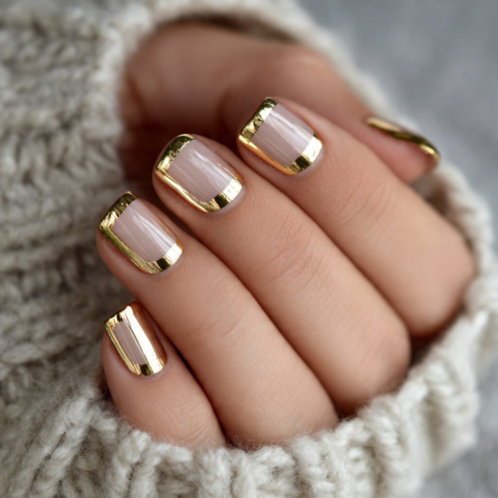 gold chrome french tips luxury holiday without