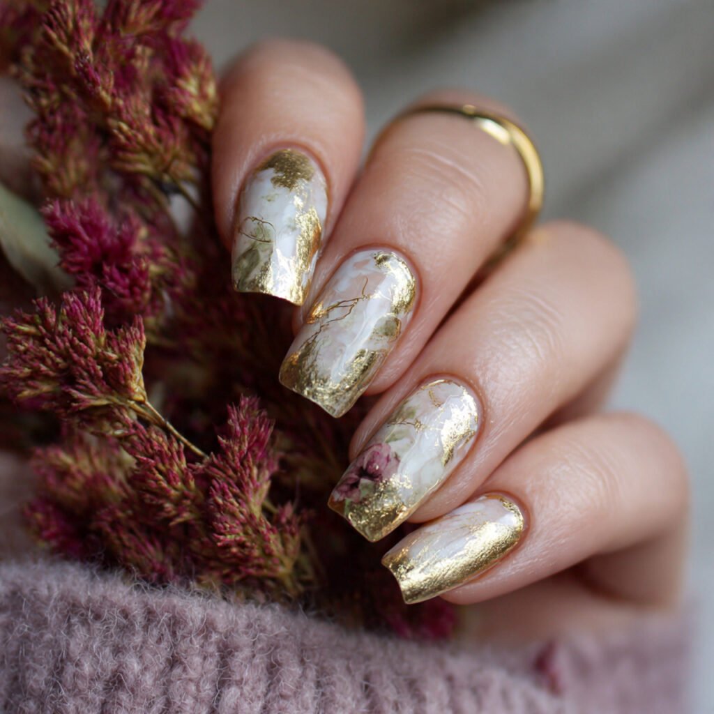 gold foil nails luxury accent not loud