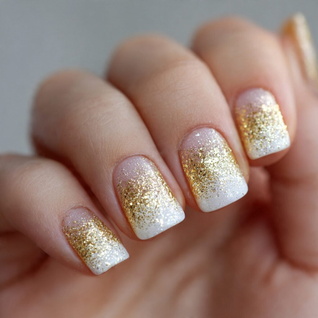 gold glitter ombre decent looks nails